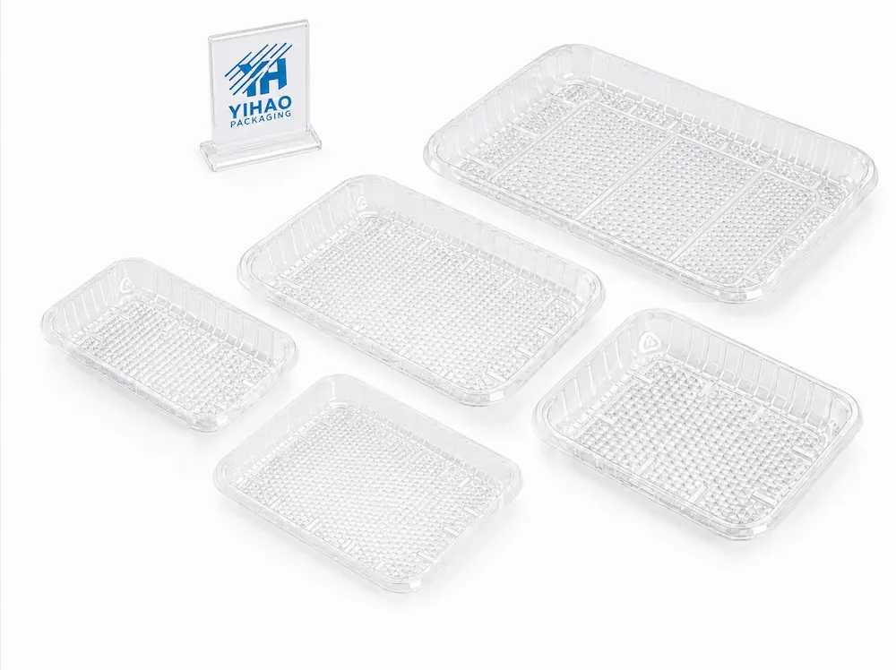 Wholesale Fruit Display Trays: Manufacturer and Supplier Checklist 1 PET and rPET fruit display tray size guide showing P86, P610, P810, P129, and P1310 models.
