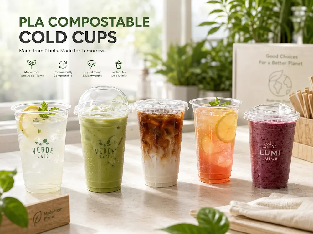 PLA compostable cold cups for cold beverage packaging buyers
