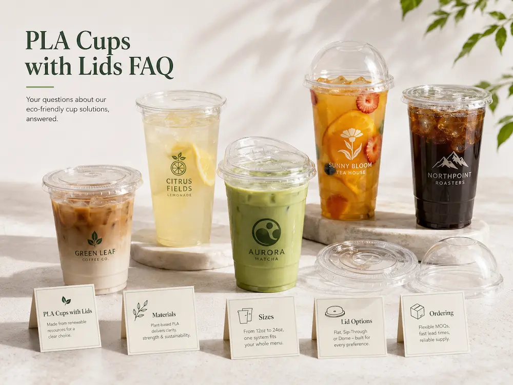 PLA Cups with Lids FAQ: Materials, Sizes, Uses, and Ordering Questions 11 PLA cups with lids FAQ for cold drink packaging buyers