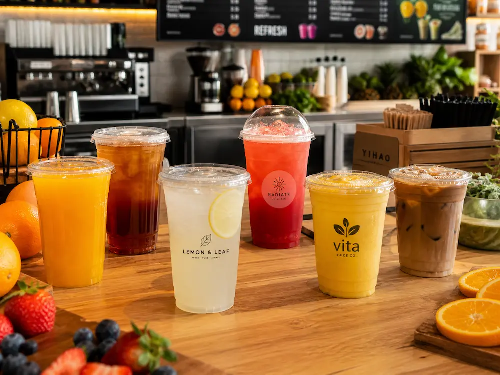 PP cold cups for juice, iced coffee, lemonade, and smoothie packaging