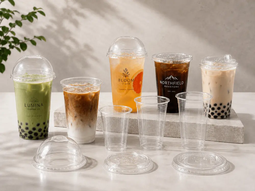 Best PET Coffee Cups for Retail Display, Takeaway, and Chilled Food 7 Premium PET coffee cups for iced coffee, cold brew, bubble tea, and fruit tea with dome lids, flat lids, and sip lids