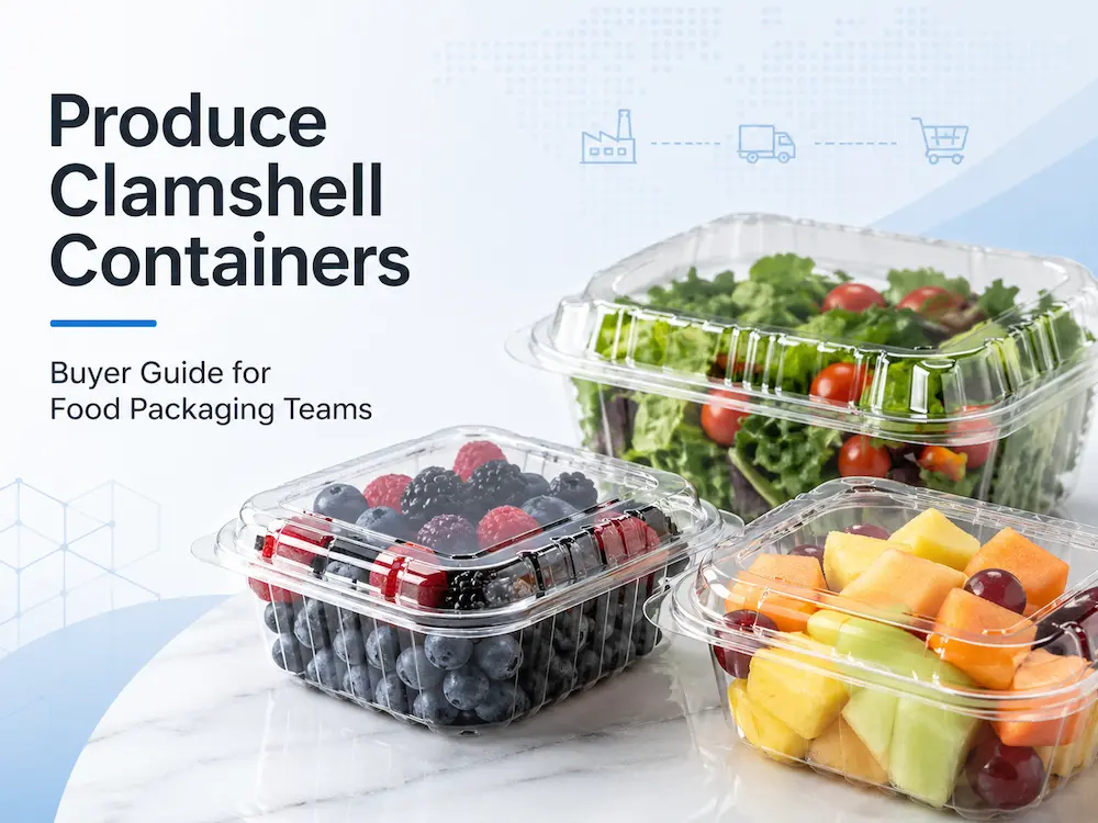 Produce clamshell containers for fresh berries, cut fruit, and salad packaging, buyer guide for food packaging teams