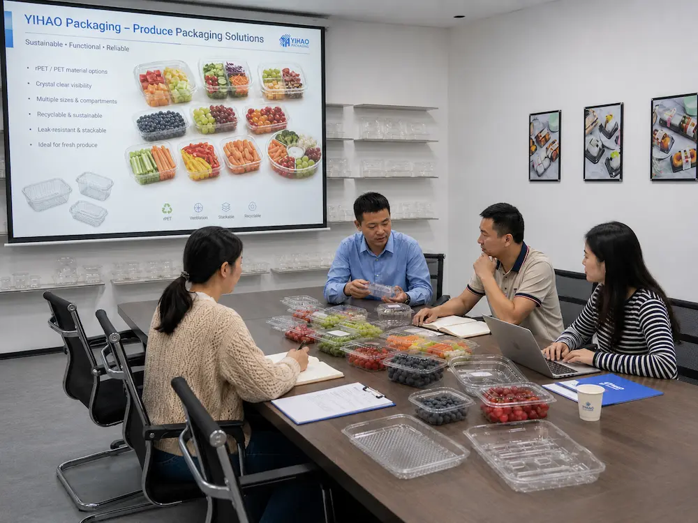 Produce Tray Packaging for Supermarkets, Cafes, Bakeries, and Foodservice Brands 8 Produce tray packaging sample review with PET and RPET tray development
