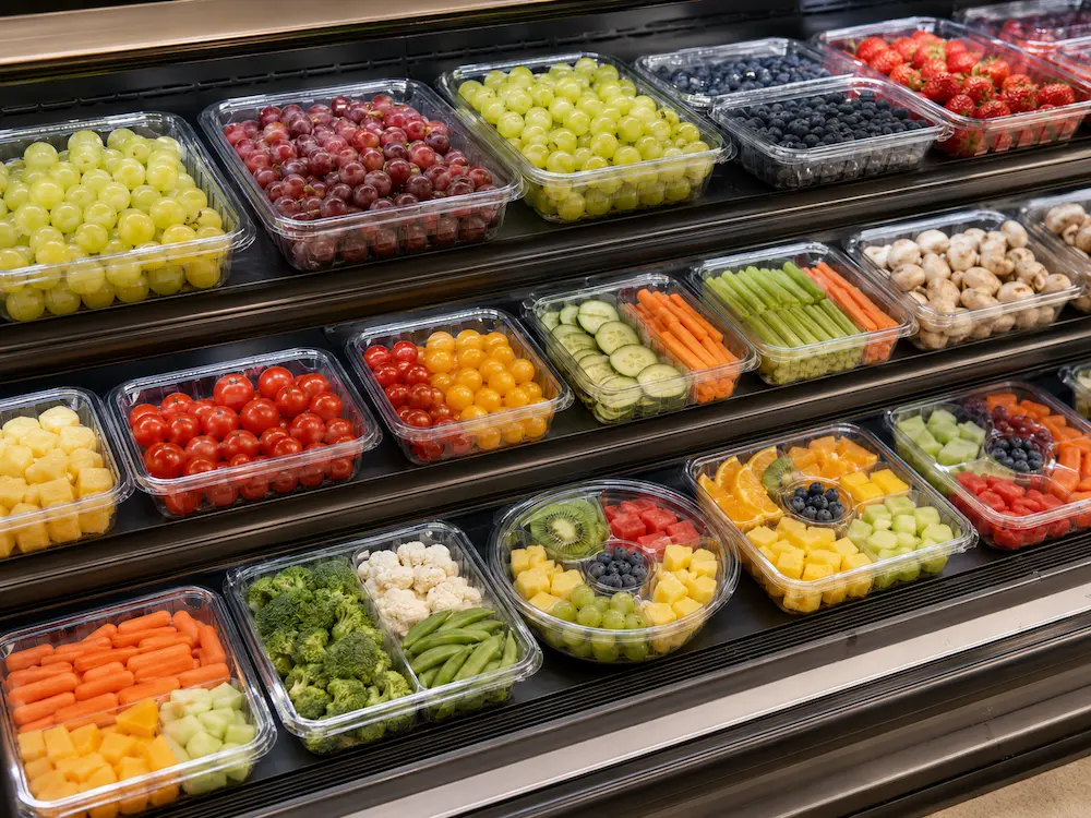 Produce Tray Packaging for Supermarkets, Cafes, Bakeries, and Foodservice Brands 2 Produce tray packaging for supermarket fresh produce and chilled food display