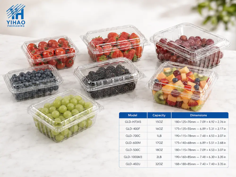 Recycled PET Fruit Containers: Buyer Guide for Food Packaging Teams 5 Recycled PET fruit container model guide with clear berry and fruit packaging options