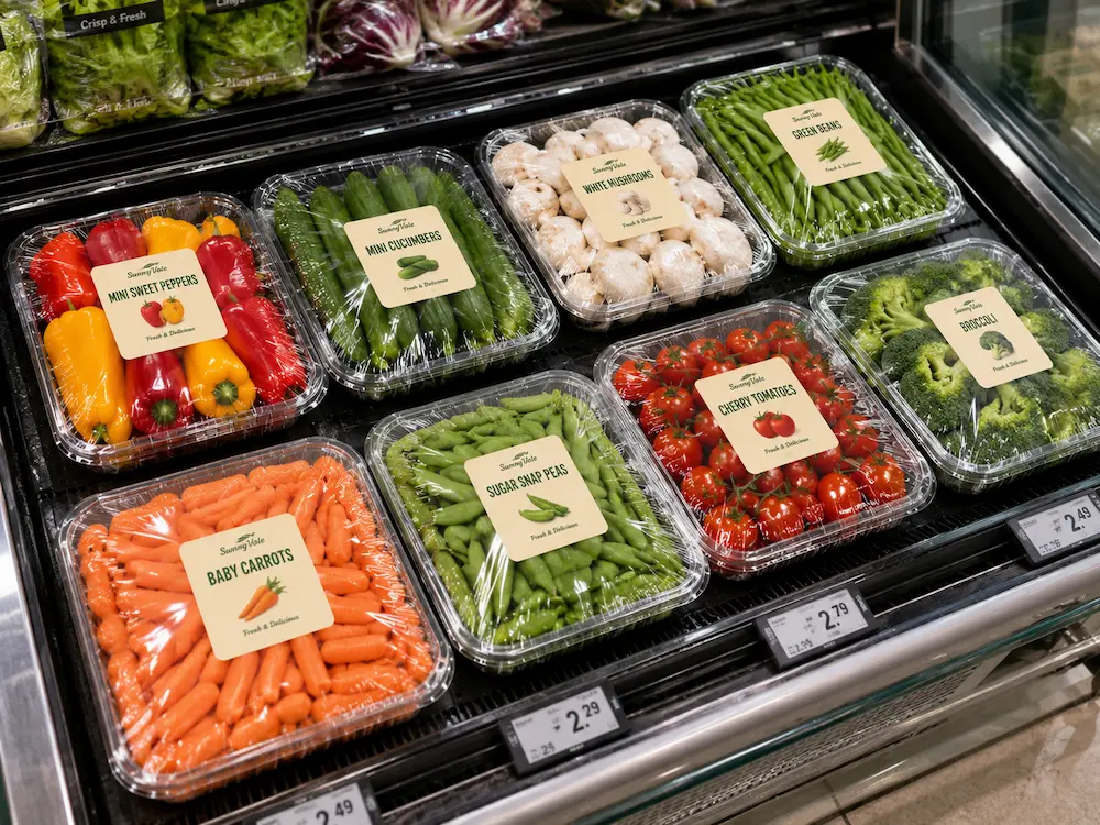 Vegetable Trays vs Alternative Packaging: How Buyers Should Choose 5 Supermarket vegetable trays for retail display with fresh produce labels