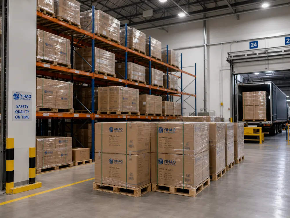 Takeaway Cold Cups vs Alternative Packaging: How Buyers Should Choose 8 Takeaway cold cups warehouse inventory, pallet cartons, and export loading preparation