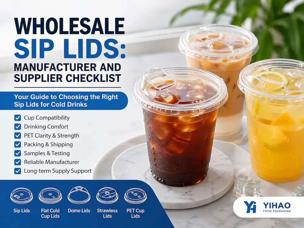 Wholesale sip lids for cold cup lids, iced coffee, juice, and takeaway drink packaging