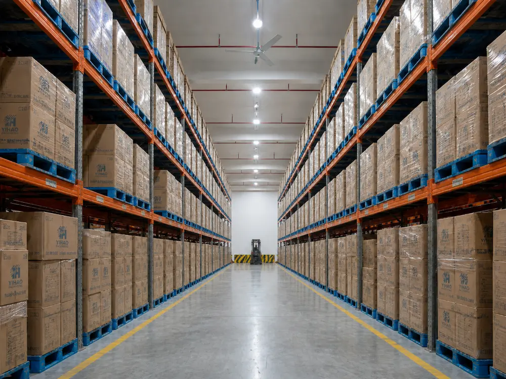 Wholesale Durable Cold Cups: Manufacturer and Supplier Checklist 8 YIHAO cold cup bulk warehouse storage and carton inventory showing wholesale supply and export-ready capacity.