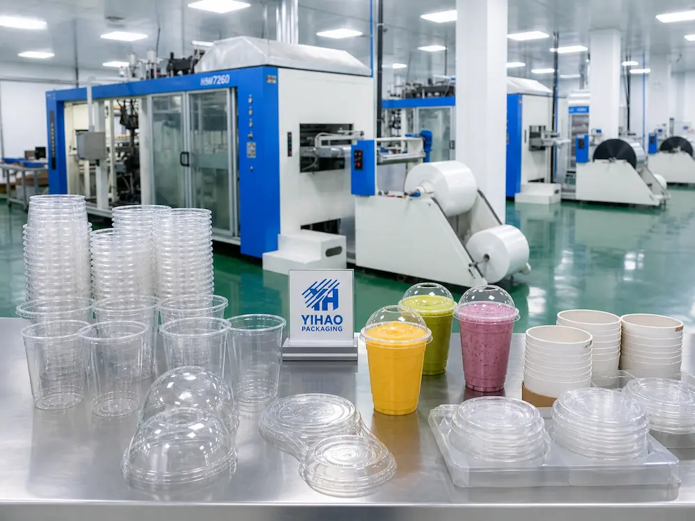 Smoothie Cups vs Alternative Packaging: How Buyers Should Choose 6 YIHAO Packaging clear PET smoothie cup factory production line