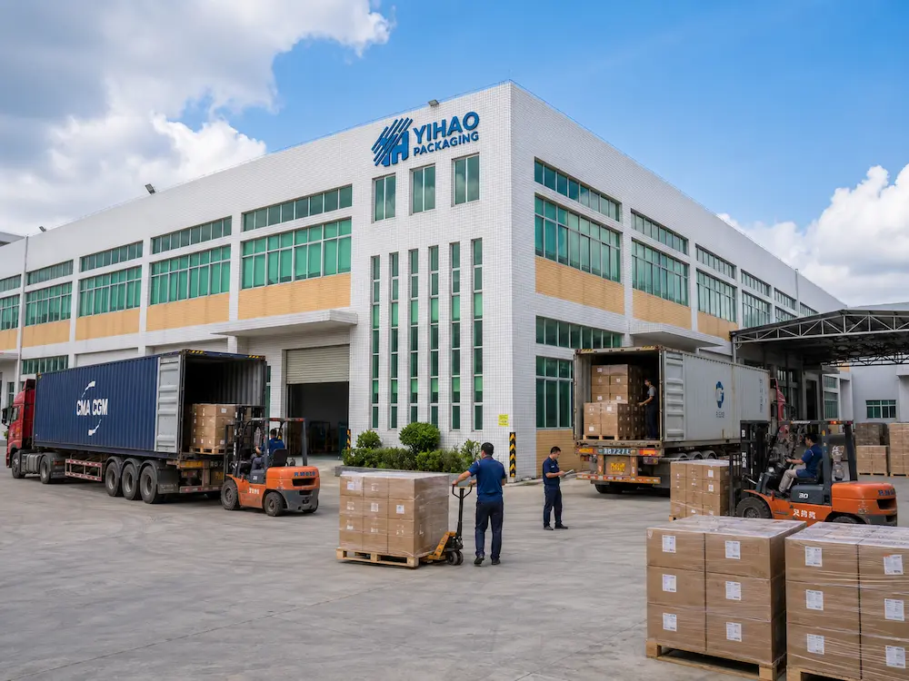 Bulk produce container export packing and factory loading for wholesale food packaging orders