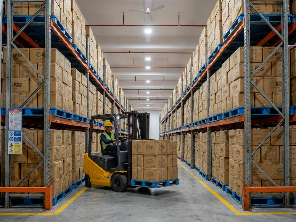 Warehouse storage for wholesale clear deli container supply and carton inventory management