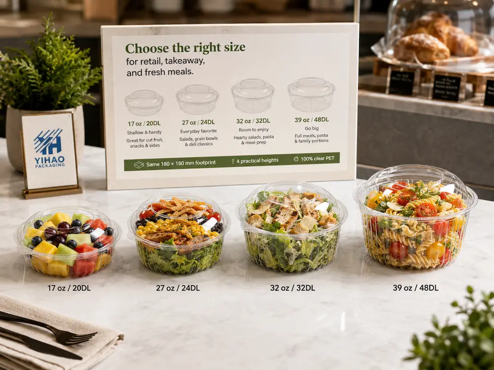 Clear Round Food Containers vs Alternative Packaging: How Buyers Should Choose 5 Clear round food container size selection guide for retail takeaway and fresh meals