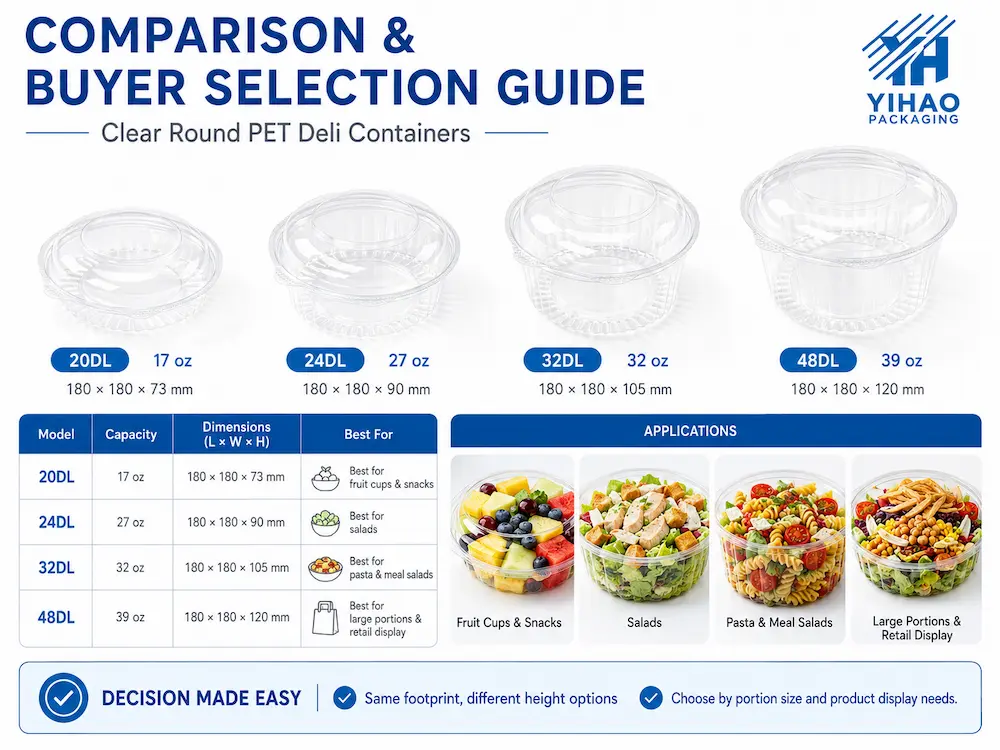 Clear round PET deli containers comparison and buyer selection guide