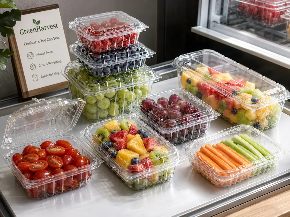 Ventilated Produce Clamshell Containers Complete Buyer Guide 5 Clear vented produce containers for cafes, chilled counters, and foodservice applications