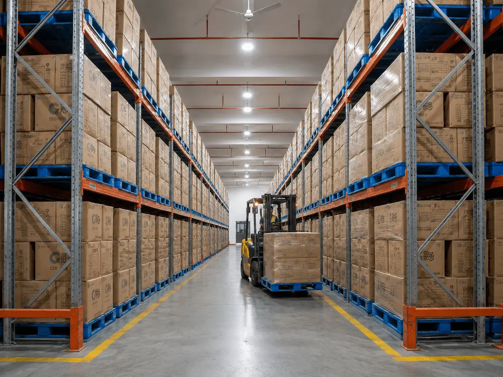Warehouse storage of packaged foodservice cartons for cold cup lid inventory control and wholesale distribution
