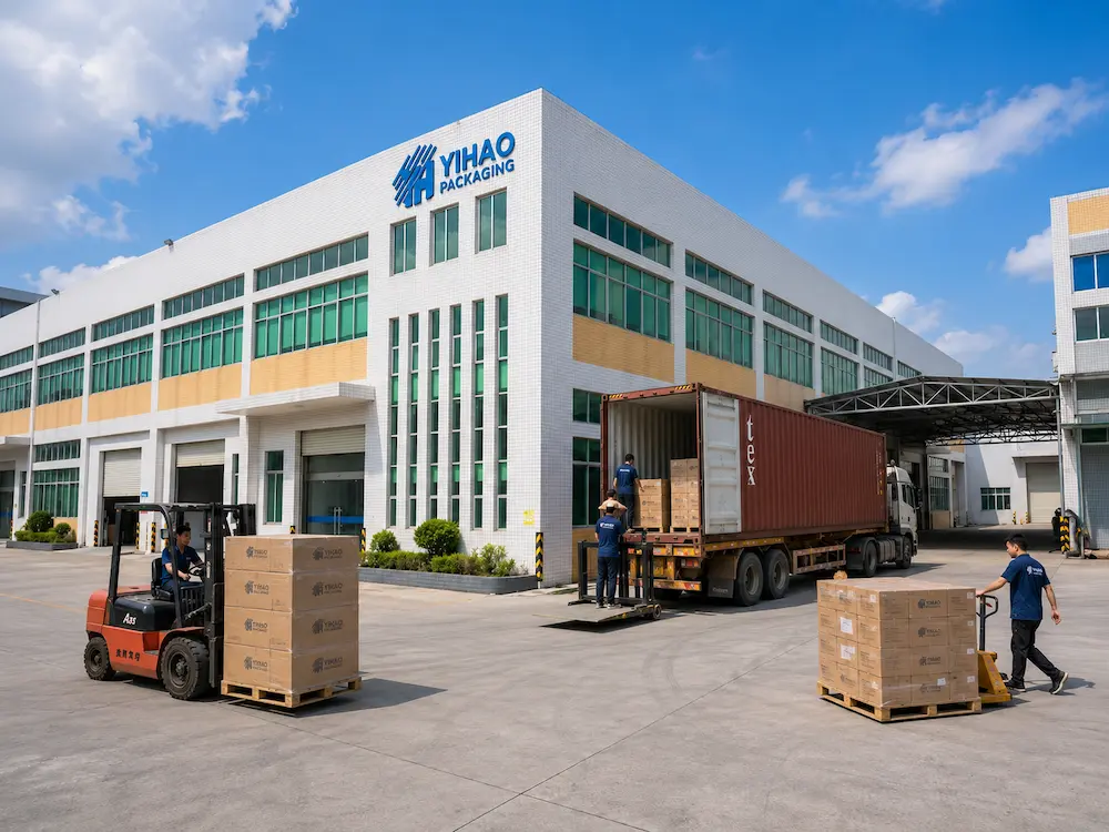 Cold cup manufacturer factory loading carton-packed packaging orders for export shipment