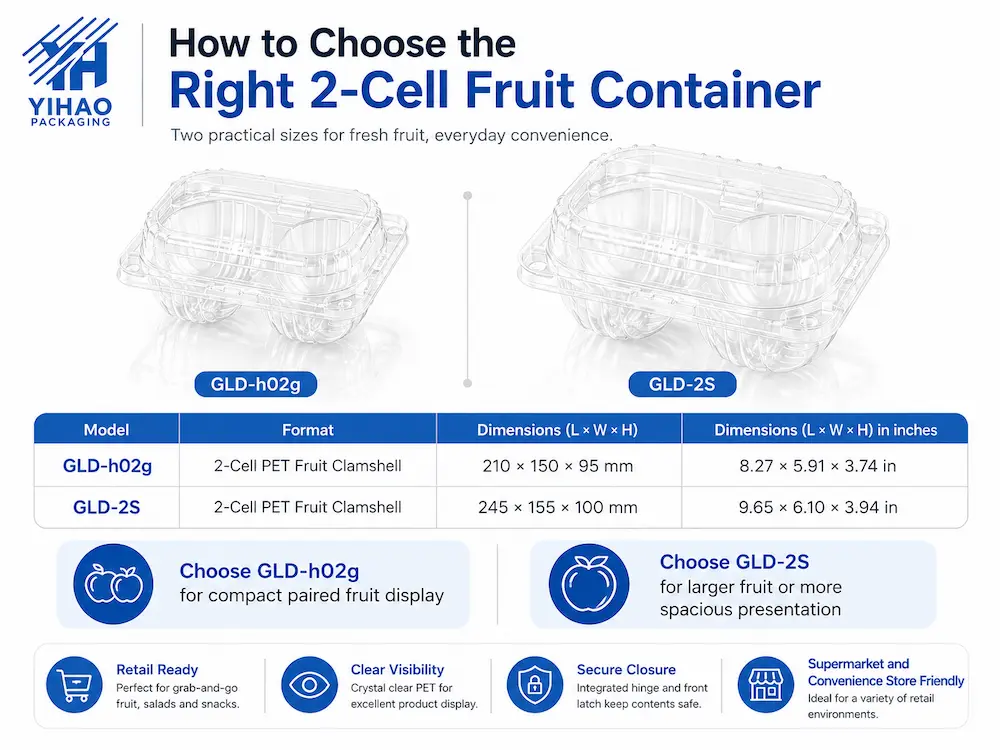 Fruit Packaging for Supermarkets and Convenience Stores Complete Guide 1 How to choose the right 2-cell PET fruit container for fresh fruit retail packaging