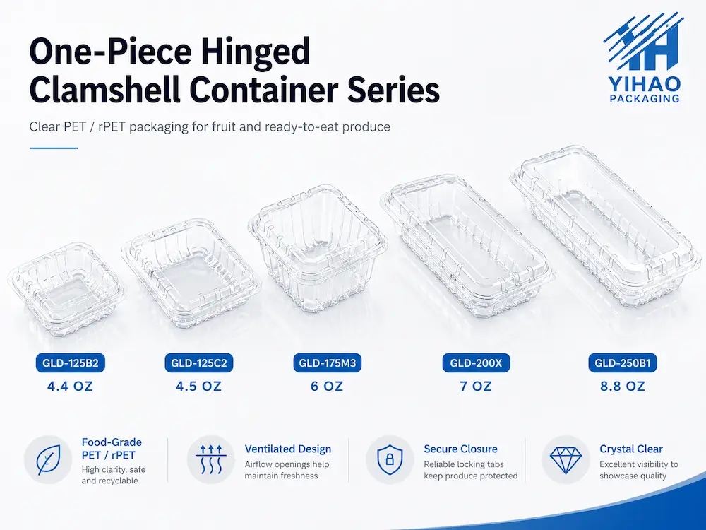 Wholesale Airflow Clamshell Packaging: Manufacturer and Supplier Checklist 17 One-piece hinged clamshell container series for airflow produce packaging
