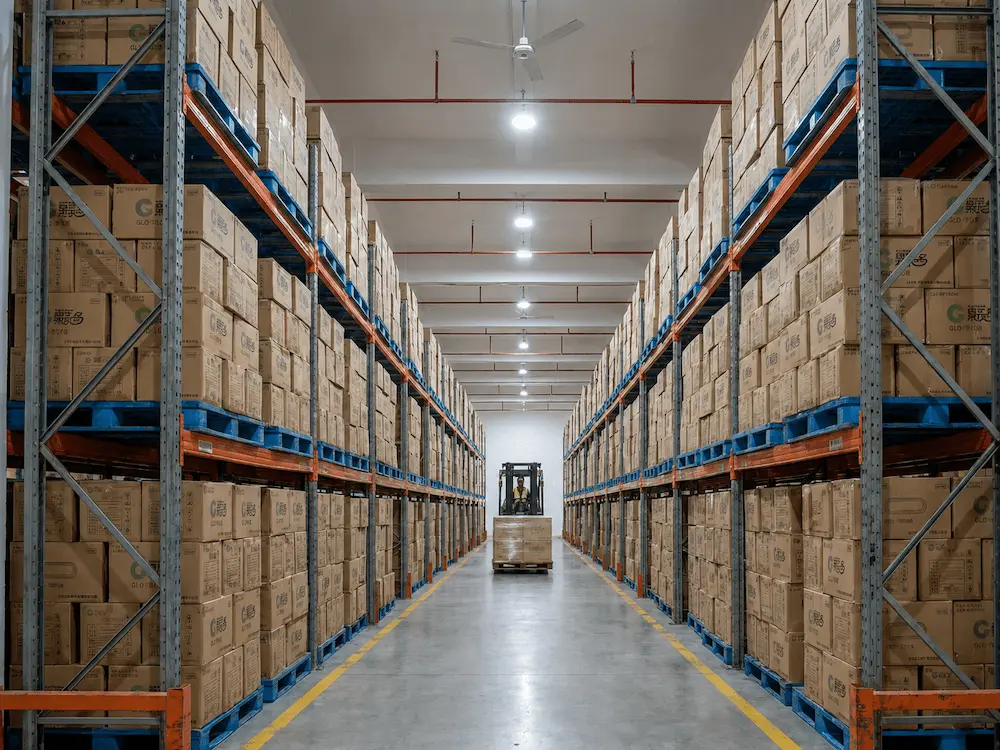 PET Bubble Tea Cups vs Alternative Packaging: How Buyers Should Choose 6 Food packaging warehouse with stacked cartons prepared for wholesale PET cup storage and distribution