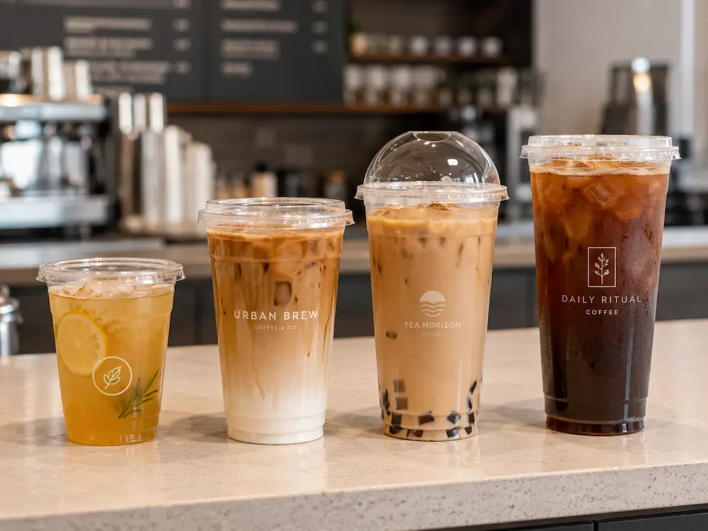 Wholesale PP Cup Manufacturer: Manufacturer and Supplier Checklist 1 PP cold cups with iced coffee lemonade and milk tea for takeaway beverage service