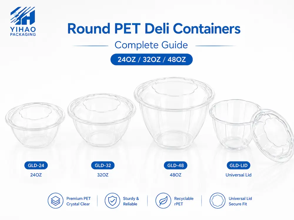 Round PET deli containers complete guide with clear bowls and universal lid