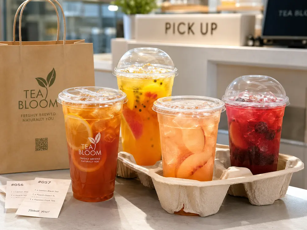Iced Tea Cups FAQ: Materials, Sizes, Uses, and Ordering Questions 5 Takeaway iced tea and fruit drinks packed in clear PET cups with dome and flat lids