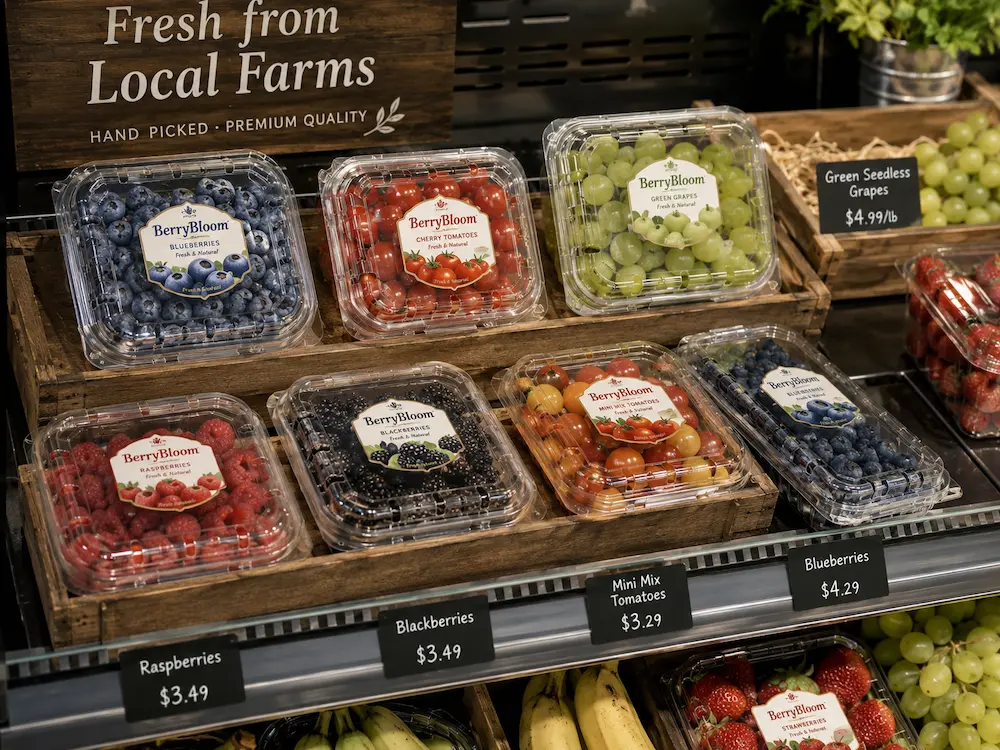 Ventilated Produce Clamshell Containers Complete Buyer Guide 3 Vented fruit clamshells for local farm retail display and fresh berry packaging