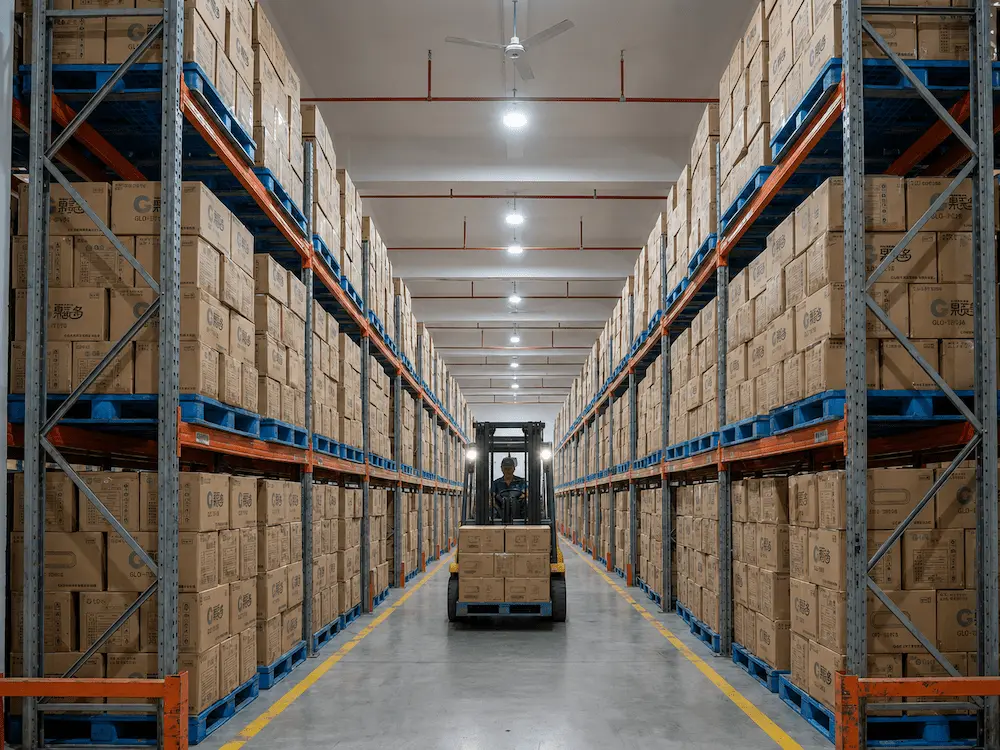 Wholesale acai refresher cup packaging warehouse with carton storage