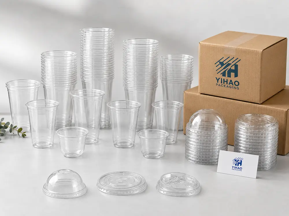 Wholesale cold cups with matching lids and carton packing for bulk beverage packaging orders