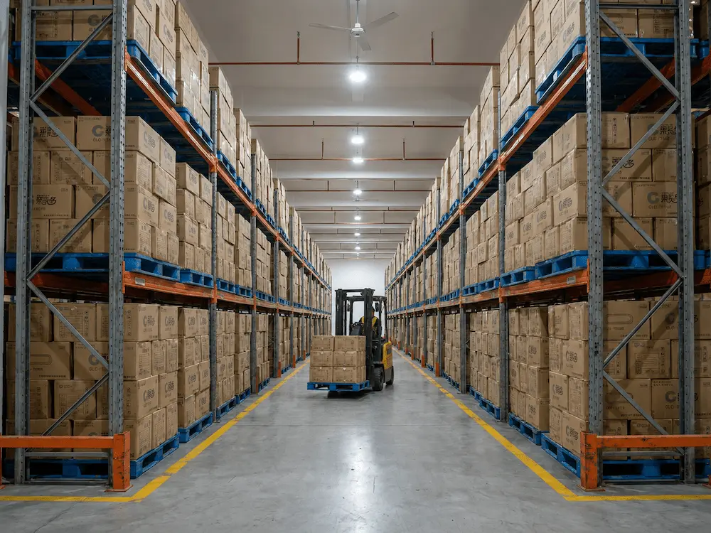 Dome Lid Cups FAQ: Materials, Sizes, Uses, and Ordering Questions 7 Wholesale dome lid cups warehouse with export cartons, pallets, and inventory storage