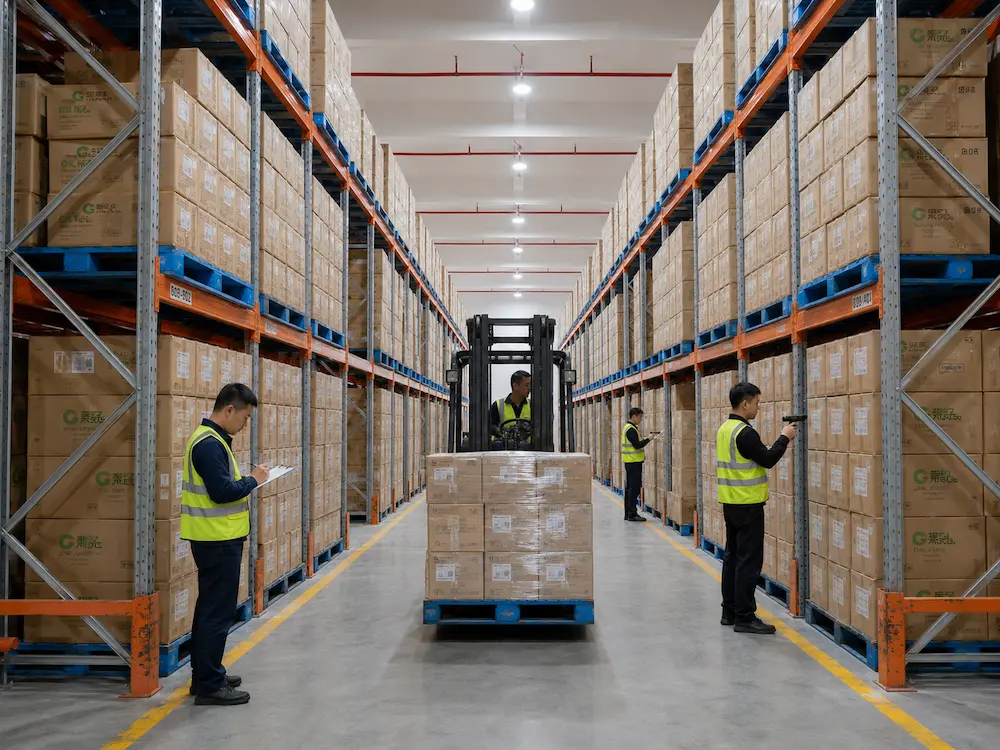 Wholesale Clear Fruit Packaging: Manufacturer and Supplier Checklist 5 Wholesale fruit packaging cartons stored in organized warehouse for repeat supply