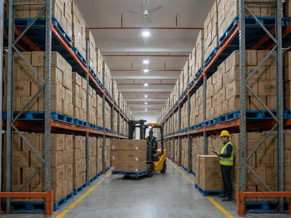 PET Fruit Container Design FAQ: Materials, Sizes, Uses, and Ordering Questions 7 Wholesale PET fruit container cartons stored in an organized warehouse for repeat supply