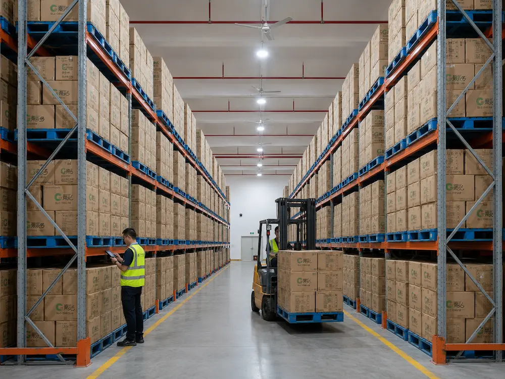 Wholesale Airflow Clamshell Packaging: Manufacturer and Supplier Checklist 7 Wholesale produce packaging cartons stored in organized warehouse for bulk supply