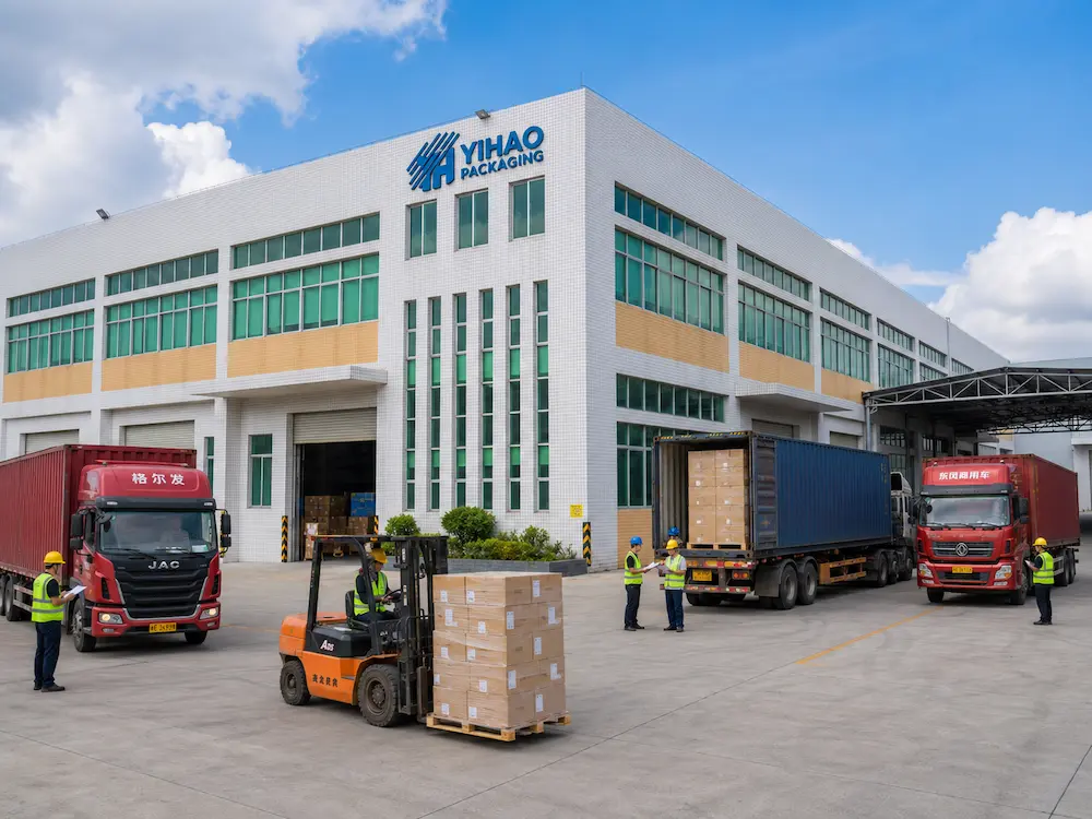 YIHAO factory exterior with wholesale packaging cartons loading for shipment