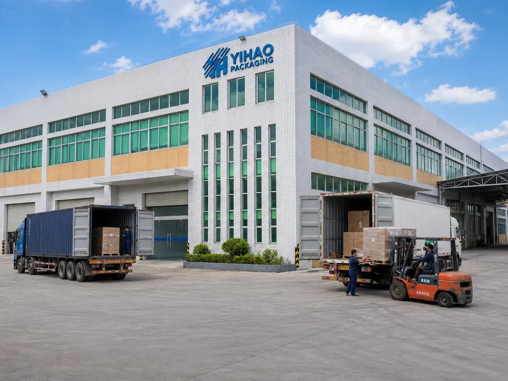 YIHAO food packaging factory loading cartons for export shipment