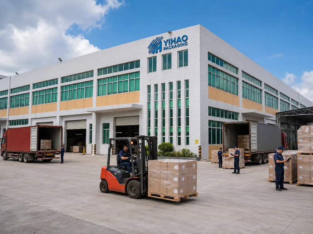 YIHAO packaging factory loading clear produce packaging cartons for shipment