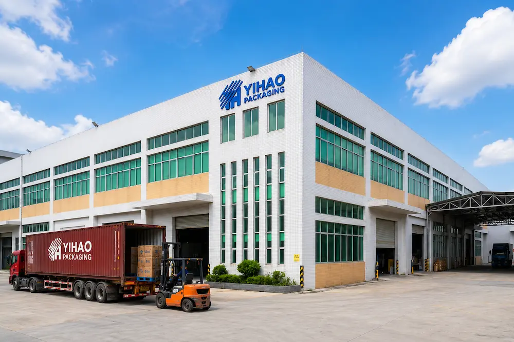 Iced Tea Cups FAQ: Materials, Sizes, Uses, and Ordering Questions 8 YIHAO packaging factory with loading area and export cartons for wholesale cold cup supply