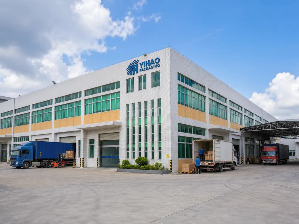 Round Deli Containers: Buyer Guide for Food Packaging Teams 6 YIHAO food packaging factory exterior with loading area and shipment trucks