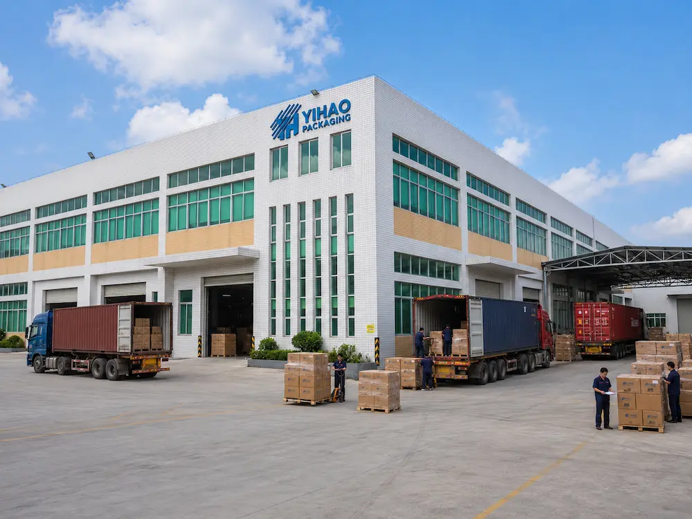 Convenience Store Fruit Cups vs Alternative Packaging: How Buyers Should Choose 8 YIHAO packaging factory exterior with loading area and cartons for wholesale fruit cup supply.