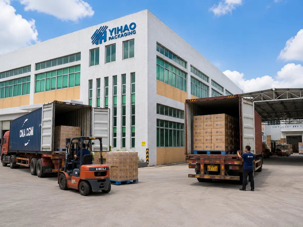 Grab-and-Go Square Packaging FAQ: Materials, Sizes, Uses, and Ordering Questions 7 YIHAO packaging factory loading cartons for wholesale square food container shipments