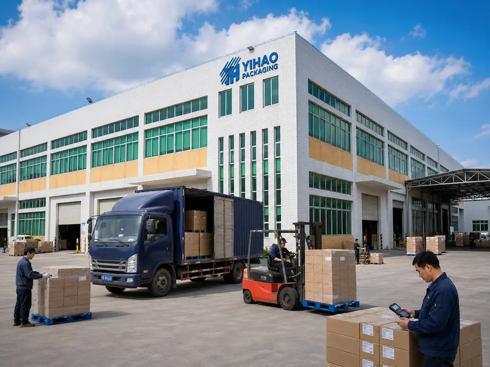 YIHAO packaging factory loading cartons for wholesale food packaging orders