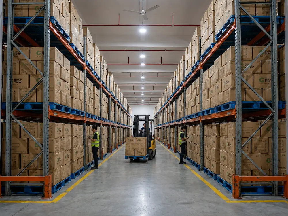 Wholesale warehouse inventory for tamper evident PET food containers packed in cartons