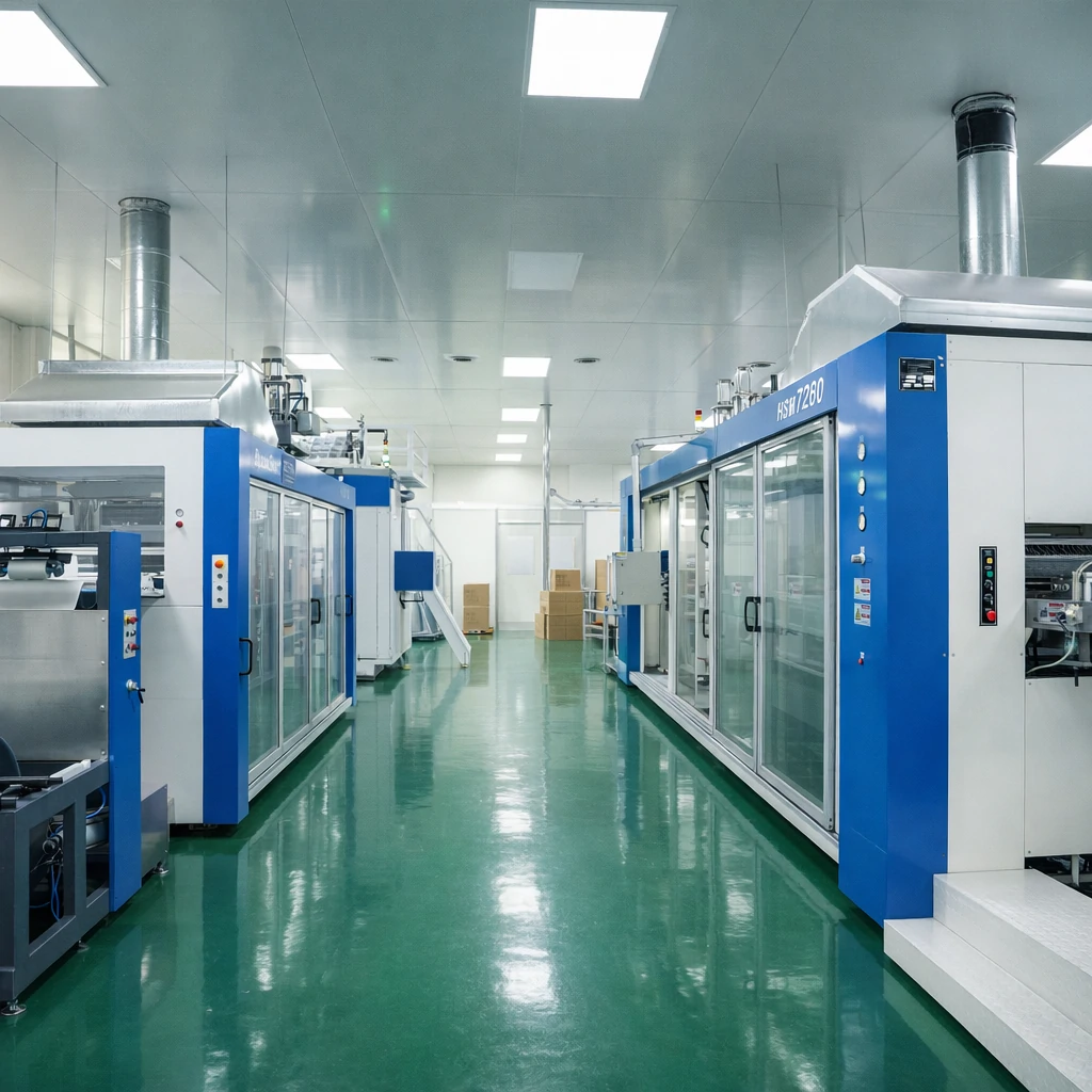 Automated PET food packaging production line inside YIHAO factory