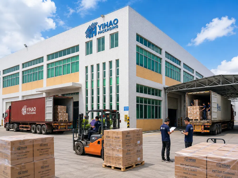 YIHAO factory loading wholesale clear PET deli container cartons for shipment