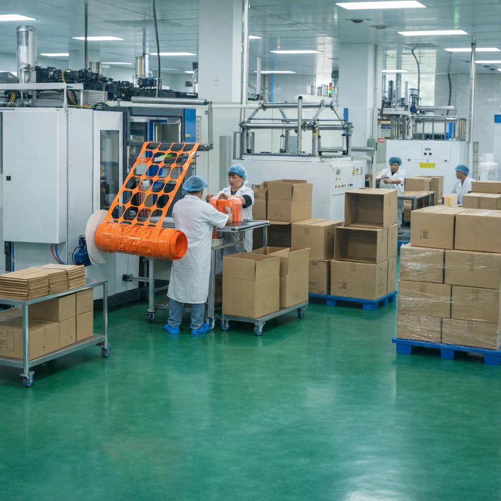 YIHAO food packaging packing workshop with cartons and production staff