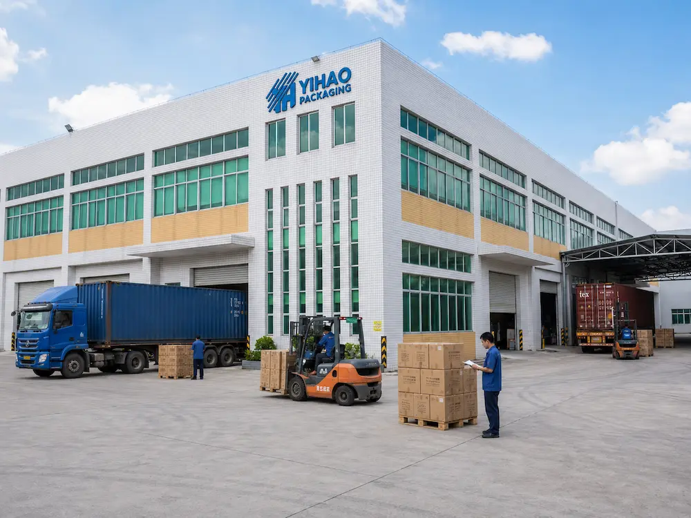 YIHAO factory loading area for PET cold cup wholesale shipment