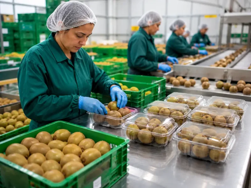 Kiwi clamshell containers for farm packing and packhouse sorting